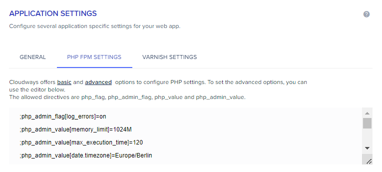 Cloudways PHP FPM Settings 1