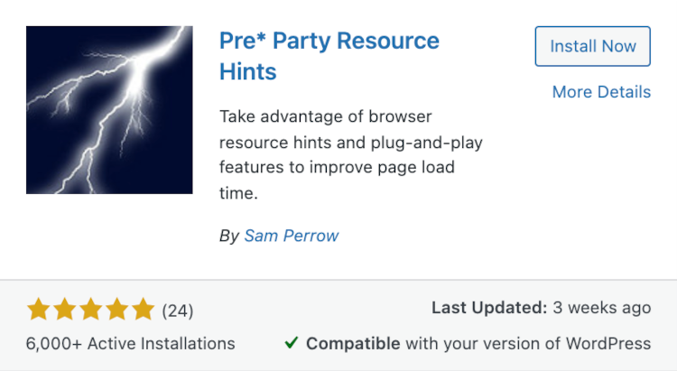 Pre Party Resource Hints plugin