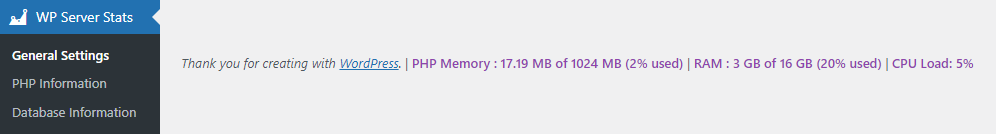 WP Server Stats CPU Memory Usage